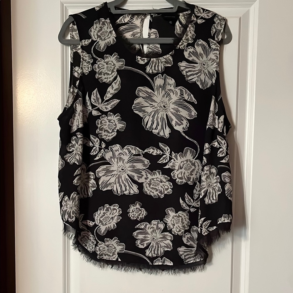 Floral Black and White Women's Top